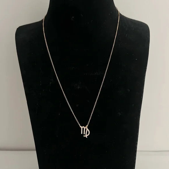 NWT 14K Gold Zodiac Virgo Diamond Pendant Necklace